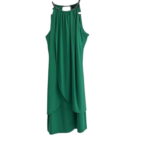 Jessica Simpson Green Tulip Hem Embellished Halter Neckline Size 10 - Picture 6 of 11